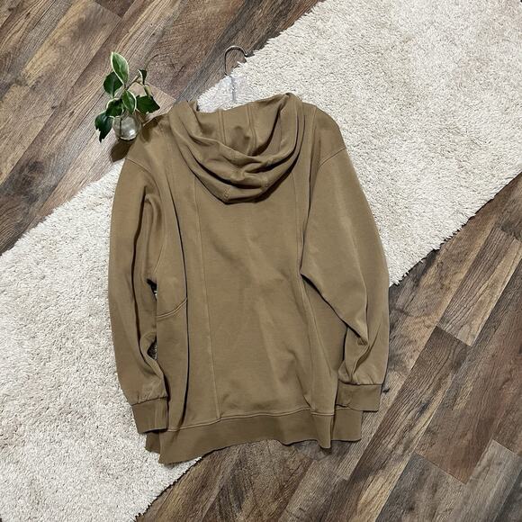 Athleta Oversized Versatile Comfy Relaxed V-Neck Brown Sundown Popover Hoodie - Picture 4 of 5